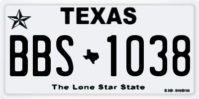 TX license plate BBS1038