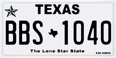TX license plate BBS1040