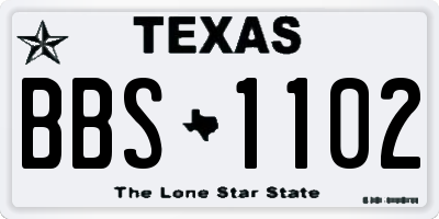 TX license plate BBS1102