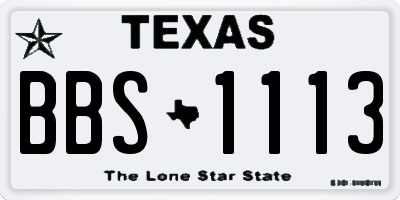 TX license plate BBS1113