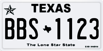 TX license plate BBS1123