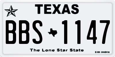 TX license plate BBS1147