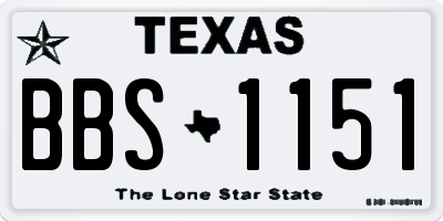 TX license plate BBS1151