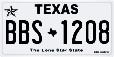 TX license plate BBS1208