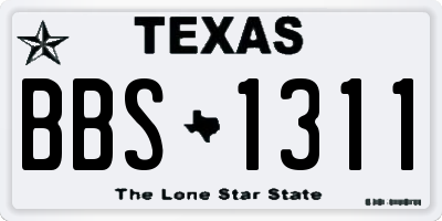 TX license plate BBS1311