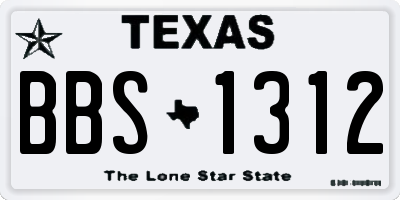 TX license plate BBS1312