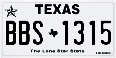 TX license plate BBS1315