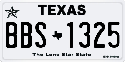 TX license plate BBS1325