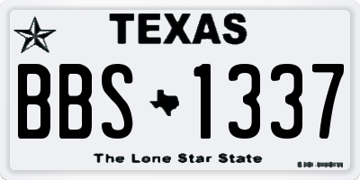 TX license plate BBS1337