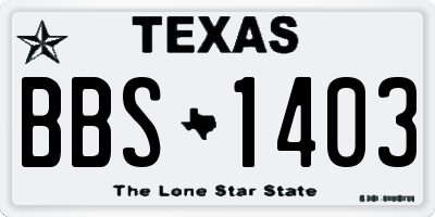 TX license plate BBS1403