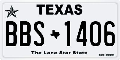 TX license plate BBS1406