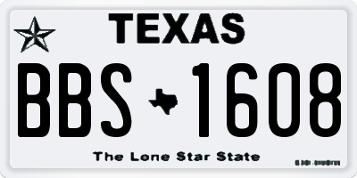 TX license plate BBS1608