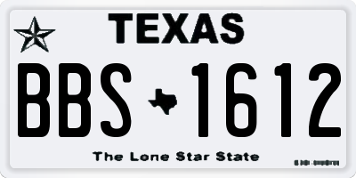 TX license plate BBS1612