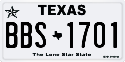 TX license plate BBS1701