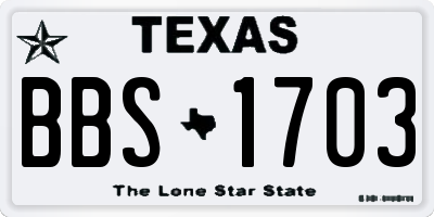 TX license plate BBS1703