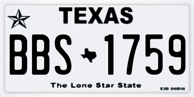 TX license plate BBS1759