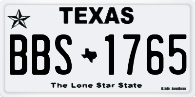 TX license plate BBS1765