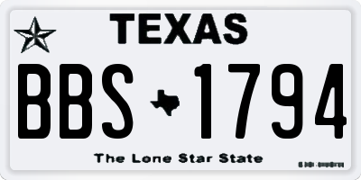 TX license plate BBS1794