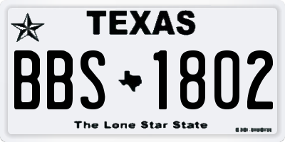 TX license plate BBS1802