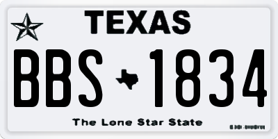 TX license plate BBS1834