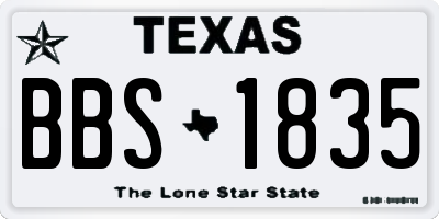 TX license plate BBS1835
