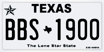 TX license plate BBS1900