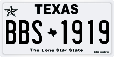 TX license plate BBS1919