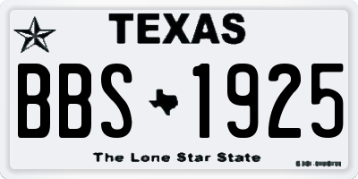 TX license plate BBS1925