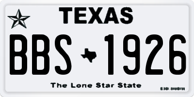 TX license plate BBS1926