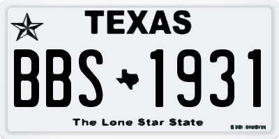 TX license plate BBS1931