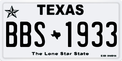 TX license plate BBS1933