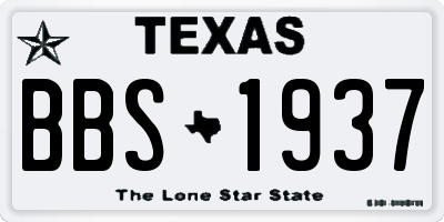 TX license plate BBS1937