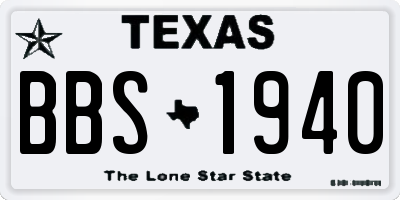 TX license plate BBS1940
