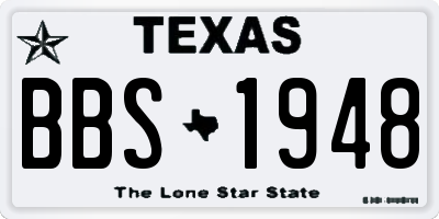 TX license plate BBS1948