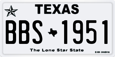 TX license plate BBS1951