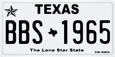 TX license plate BBS1965