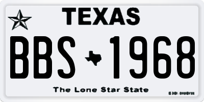 TX license plate BBS1968