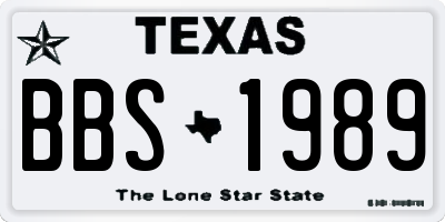 TX license plate BBS1989