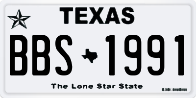 TX license plate BBS1991