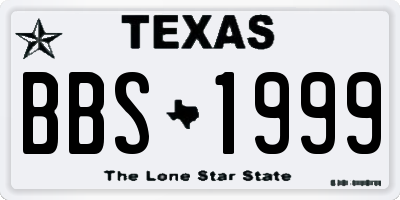 TX license plate BBS1999