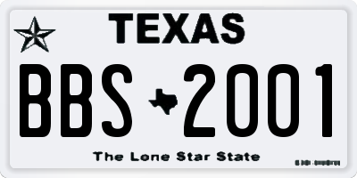 TX license plate BBS2001