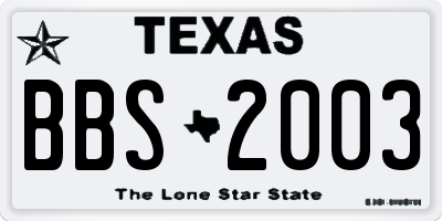 TX license plate BBS2003