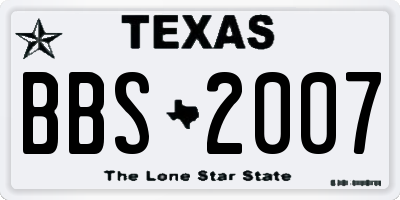 TX license plate BBS2007