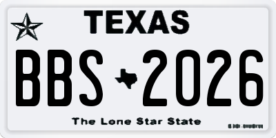 TX license plate BBS2026