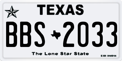 TX license plate BBS2033