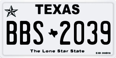 TX license plate BBS2039