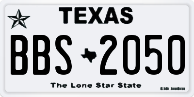 TX license plate BBS2050