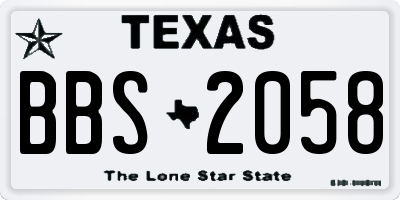 TX license plate BBS2058