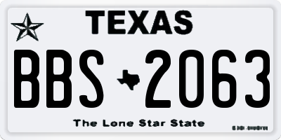TX license plate BBS2063