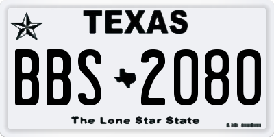 TX license plate BBS2080